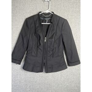 White House/Black Market‎ Perfect Form Zip Blazer Jacket Peplum Size 6 MEDIUM